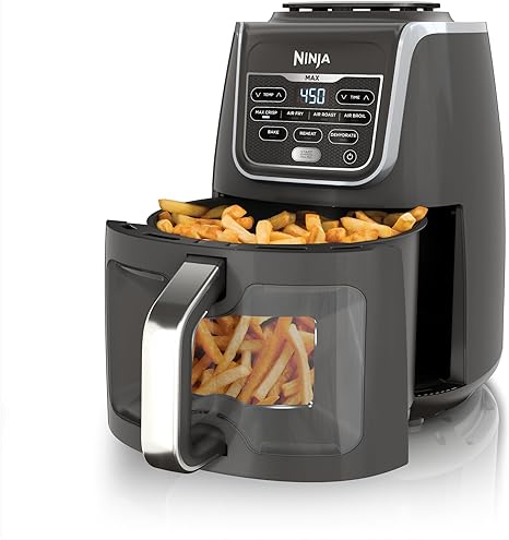 Ninja EzView Air Fryer Max XL, 5.5-QT Capacity, 7 functions: Max Crisp, Air Roast, Bake, Reheat, Dehydrate, and more, up to 450°F, EzView Window, Grey, AF171C (Canadian Version)