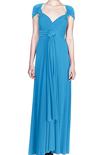 IBTOM CASTLE Women's Convertible Multi Way Transformer/Wrap Infinity Solid Maxi Cocktail Evening Gown Homecoming Long Dress