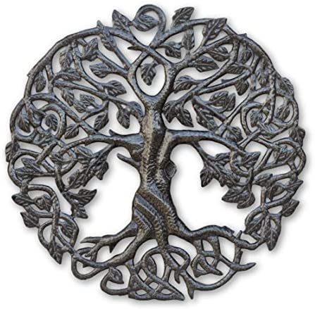 It's Cactus Small Tree of Life Wall Art, 17.25 Inches Round, Haitian Metal Artwork Decor, Celtic Family Trees, Modern Plaque, Handmade in Haiti, Fair Trade Certified