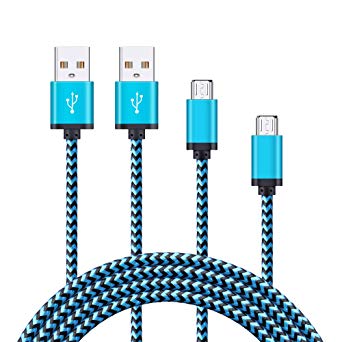 Android Charger Cable, FiveBox 2-Pack 6ft Micro USB Cable Cord Braided Fast Charging Phone Charger for Samsung Galaxy J3 J7 S6 S7 Edge, Tablet, LG stylo 2/3 LG G3 G4 K30 K20 Plus, Kindle Fire 7 8 10