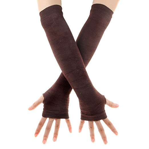 ECOSCO Plain Color Hand Arm Warmer Finger Gloves Accessories