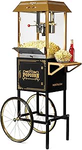 Nostalgia Popcorn Maker Machine - Professional Cart With 10 Oz Kettle Makes Up to 40 Cups - Vintage Lincoln Popper Popcorn Machine Movie Theater Style - Black