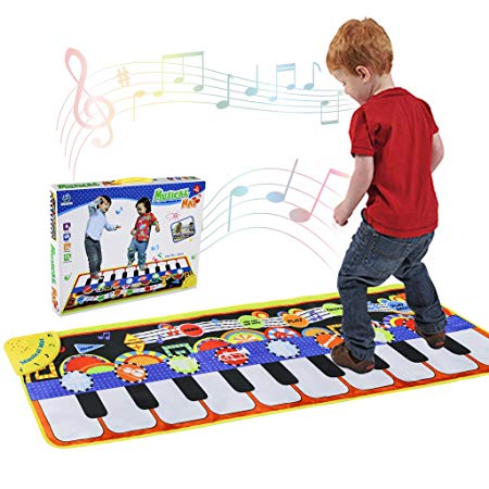 Musical Piano Mat 19 Keys Piano Keyboard Play mat Portable Musical Blanket Build-In Speaker & Recording Function For Kids Toddler Girls Boys