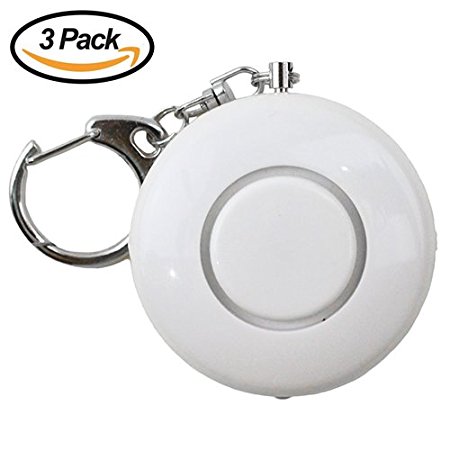 3 Pack White 120dB Smart Emergency Personal Alarm Key Chain for Women,Kids,Girls,Superior,Explorer Bag Decoration Self Defense Electronic Device