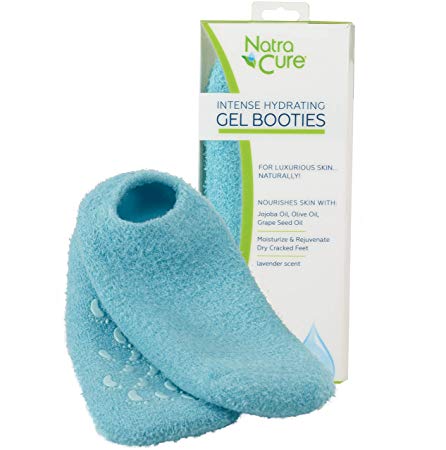 NatraCure Moisturizing Gel Socks - (For cracked heels, dry heels, rough calluses, dry skin) - Colors: Aqua or Lavender