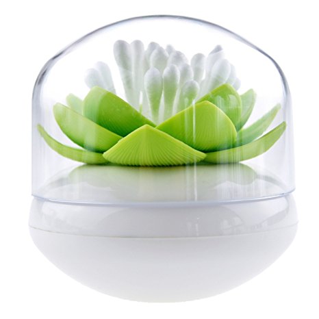 CoolHome Lotus Cotton Swabs Holder Q-tips Stand Toothpick Holder Storage Organizer (Green)