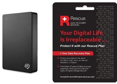 Seagate 4 TB Backup Plus USB 3.0 Portable 2.5 Inch External Hard Drive for PC and Mac with 2 Years Data Recovery Plan   2 Months Free Adobe Creative Cloud Photography Plan - Black