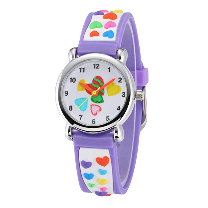 Children Kids Toddler Watches Time Teacher Watches, Cartoon Character 3D Silicone Band Watches