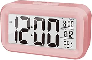 4.5" LED Display Digital Alarm Clock Battery Operated/Night Light with Indoor Temperature, Small Alarm Clock Bedrooms Beside Travel