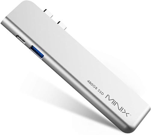 MINIX NEO SD4 USB-C Multiport 480GB SSD Storage Hub for Apple MacBook Air/Pro | 4K@60Hz Display | Thunderbolt 3 | USB 3.0,Sold by MINIX Technology Limited.(Silver)