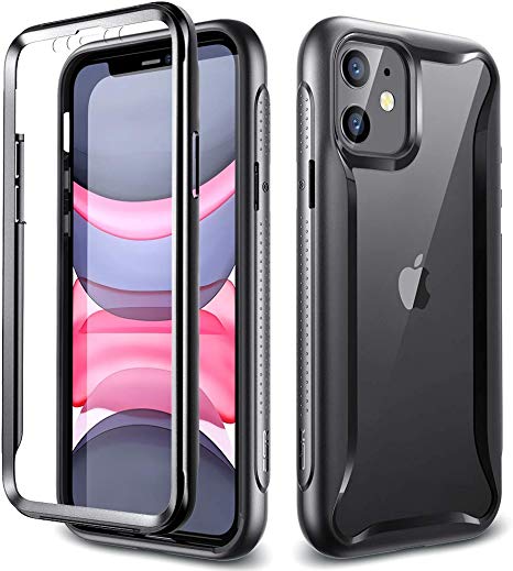 ESR Hybrid Armor Designed for iPhone 11 Case, [Rugged Clear Full-Body Bumper Case] [Built-in Screen Protector] [Shock-Absorbing] [All-Around 360-Degree Coverage] for iPhone 6.1" (2019 Release), Black