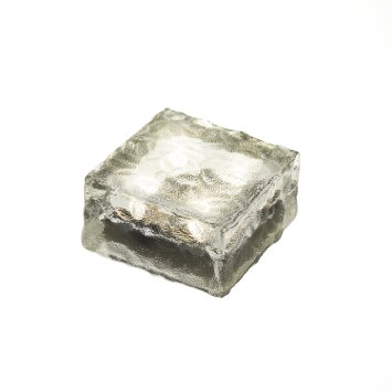 1 Solar Clear Glass Brick Paver Light with 4 LEDs- Warm White - 4" x 4"