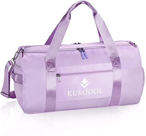 KURGOOL Travel Duffle Bag Sports Gym Bag for Men Women Shoulder Weekend Getaway Overnight Bags with Shoe and Wet Clothes Compartments