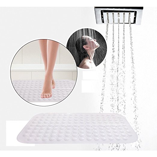 Antibacterial Bath Mat,Nonslip Bathtub Mat With PVC Anti-Slip-Resistant Massage Shower MatWhite