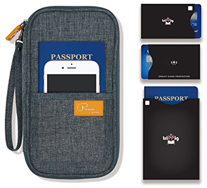 P.travel Passport wallet cover / Travel clutch bag / Credit Card cash organizer / Passport Holder with hand strap