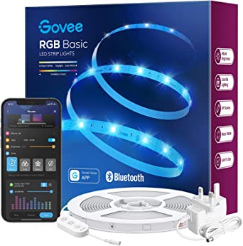 Govee LED Lights 5m, Bluetooth LED Strip Light App Control, 64 Scene Modes and Music Sync, for Bedroom, Party, DIY Home Decoration