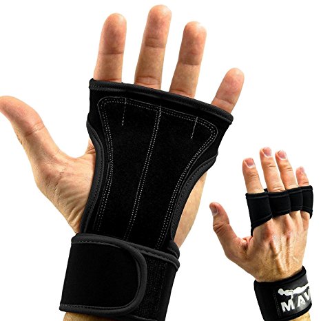 Leather Padding Cross Training Gloves with Wrist Support for WODs & Gym Workouts