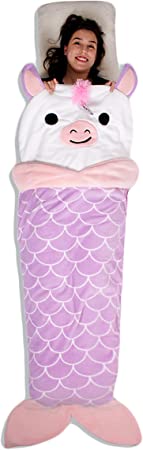 Gilbins Plush Ultra-Soft Fleece Snuggle-in Sleeping Bag Blanket for Lounging On The Couch (Unicorn)