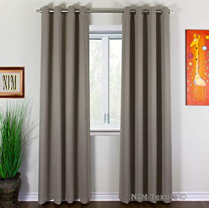 NIM Textile Grommet Curtains Thermal Insulated Blackout Drapes - Sofiter Collection 140"W x 96"L, 2-Panels Set, Taupe