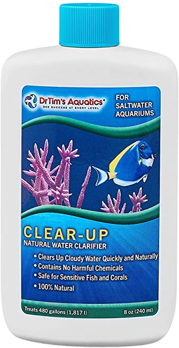 DrTim's Aquatics Saltwater Clear-UP Natural Water Clarifier – for Fish Tanks, Aquariums, Water Filtering, Disease Treatment – Eco-Friendly Solution to Clear Waters – Removes Toxins – 8 Oz.