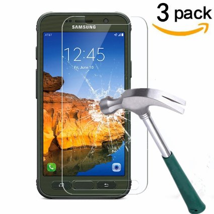 Galaxy S7 Active Screen Protector,TANTEK [Bubble-Free][Anti-Scratch][Anti-Fingerprint] Tempered Glass Screen Protector for Samsung Galaxy S7 Active (Not S7 and S7 Edge),[Lifetime Warranty]-[3Pack]