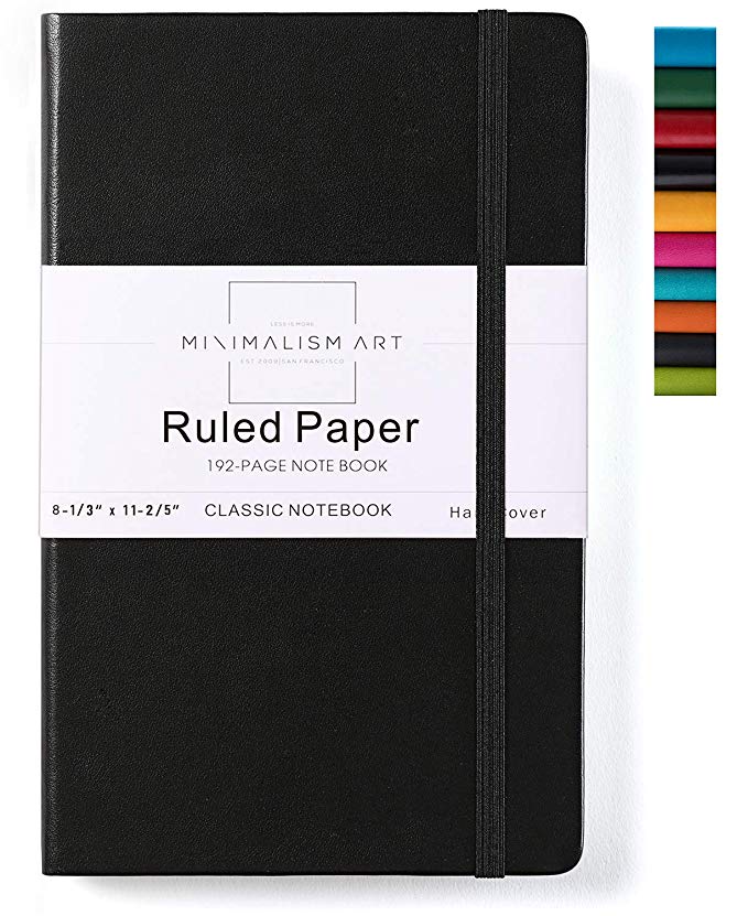 Minimalism Art, Classic Notebook Journal, A4 Size 8.3 X 11.4 inches, Black, Ruled Lined Page, 192 Pages, Hard Cover, Fine PU Leather, Inner Pocket, Quality Paper-100gsm, Designed in San Francisco