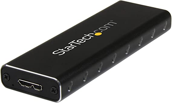 StarTech.com M.2 SSD Aluminum Enclosure to USB 3.0 (5Gbps) with UASP - M.2 NGFF SATA with B Key & B M Key - External M.2 Portable Enclosure (SM2NGFFMBU33), Black