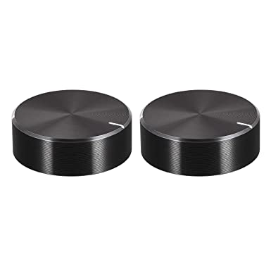 uxcell 2pcs Potentiometer Knob Knurled Shaft Black Aluminum Smooth Surface Rotary Knob 30mmx10mm Volume Control Knob