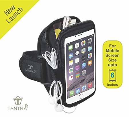 Tantra Mobi-Case Arm Band Adjustable Sports Running, Jogging, Gym, Yoga, Aerobics, Cycling Anti-slip Ultra Light Weight Armband Mobile Holder (Medium Size for Screen size upto 6 inches like iphone 6 plus, 6S plus & Samsung galaxy Edge S6, S7)