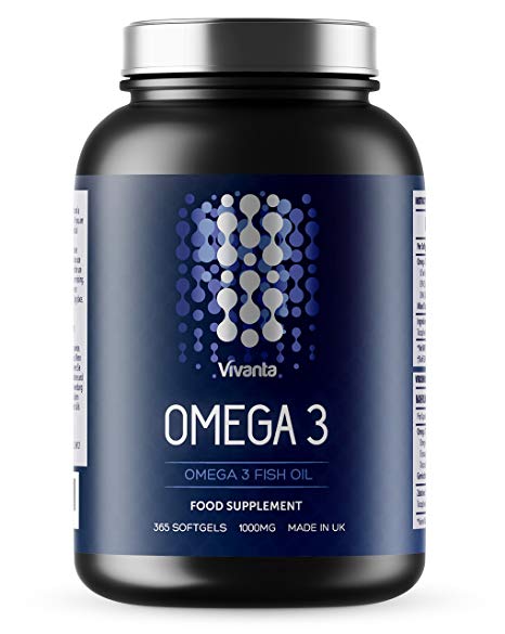 Vivanta, Omega 3 - 1000mg x 365 Softgels - 1 Year Supply of Omega 3 Fish Oil Capsules - Manufactured in the UK