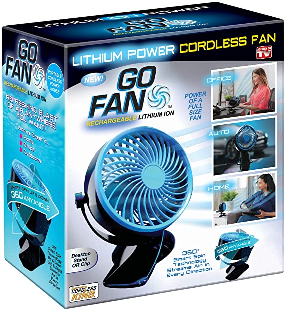 Go Fan - Cordless Rechargeable Lithium Ion Fan - As Seen on TV