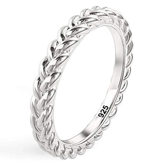 Metal Factory 925 Sterling Silver Braid Style Stackable Eternity Ring