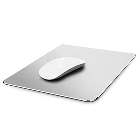 Awxlumv Hard Silver Metal Aluminum Mouse Pad, Ultra Thin Mouse Mat Smooth Magic Double Side Mouse Mat (9.45X7.09 Inch) Waterproof Fast and Accurate Control for Gaming and Office - Sliver