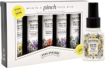 Poo-Pourri In A Pinch Pack Toilet Spray Gift Set, 5 Pack 10 mL and 1.4 Ounce Original Bottle