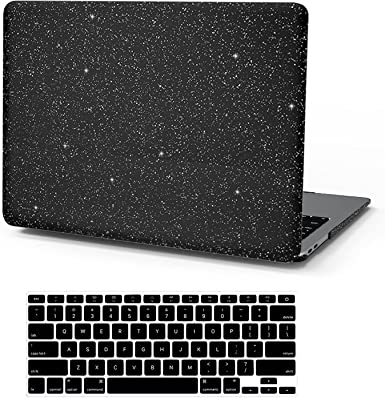 Anban Compatible with MacBook Air 13 inch Case, Sparkly Leather Laptop Hard Shell Case with Keyboard Cover, MacBook Air 13.3 Case Older Ver 2010-2017 Release Model A1466 A1369, Shining Black
