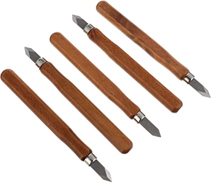 DOITOOL 5pcs Woodworking Marking Knife Thin Dual Double Bevel Striking Knife Hardened Mn V Steel Heat Treated Striking Marking Knife