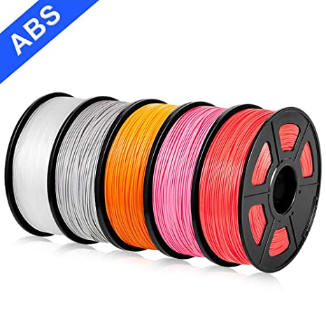 SUNLU ABS Filament 1.75mm 3D Printer 3D Pens 5x1KG PLA  Filament  /- 0.02 mm, Grey Transparent Orange Red Purple