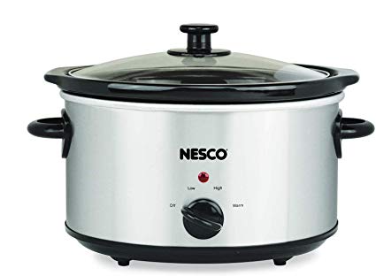 Nesco SC-4-25 4 Qt. Oval Analog Stainless Steel Slow Cooker, 4 Quart, Silver