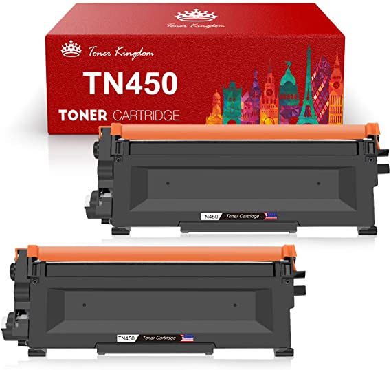 Toner Kingdom Compatible Toner Cartridge Replacement for Brother TN450 TN-450 TN420 TN-420 for HL-2240 HL-2270DW HL-2280DW MFC-7360N DCP-7065DN MFC7860DW Intellifax 2840 2940 Printer (2 Black)