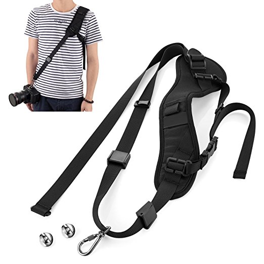 LNKOO Camera Strap, Rapid Fire Shoulder Neck Strap Sling Belt Quick Release Safety Tether & 2pcs Screw Mount for DSLR SLR Camera