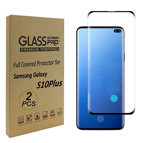 Galaxy S10 Plus/S10  (6.4'') Screen Protector, [Case Friendly][9H Hardness][ Fingerprint Unlocking][Bubble-Free] Tempered Glass Screen Protector for Samsung Galaxy S10 Plus