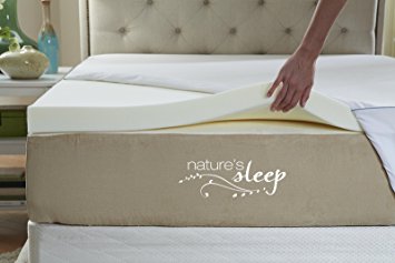 Nature's Sleep Cool IQ King Size 2.5 Inch Thick, 3.5 Pound Density Visco Elastic Memory Foam Mattress Topper with Microfiber Fitted Cover and 18 Inch Skirt