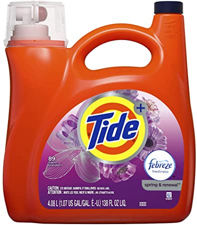 Tide Plus Febreze Freshness Spring and Renewal Scent Liquid Laundry Detergent, 138 Oz, 89 Loads, 4.613 Pound