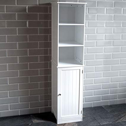 Home Discount Priano Bathroom Cabinet Storage Cupboard Floor Standing Tallboy Unit, White