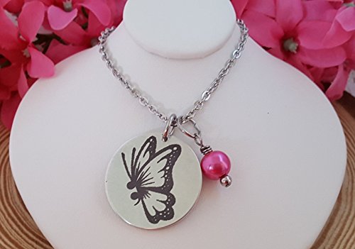 Semi Colon Butterfly Engraved Necklace | Use you own custom wording on back | Semi Colon Project | Engraved Necklace |