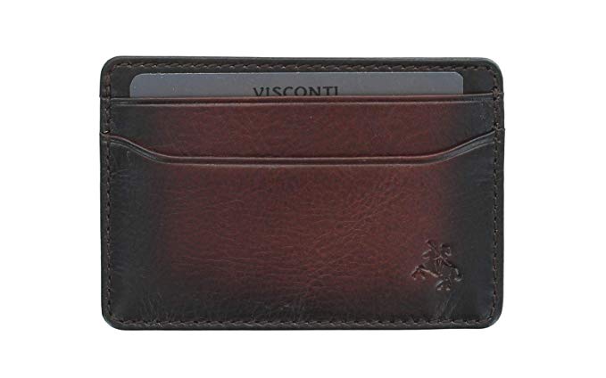 Visconti Atelier Collection Evan Leather Credit Card Holder RFID Blocking AT54 Burnish Tan