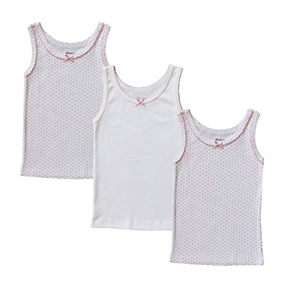Amoureux Bebe Girls Cami Undershirts- Tagless Cotton Tank Tops-Pink/White, 3 PK
