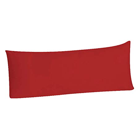 Body Pillowcase Pillow Cover Brushed Microfiber, Body Pillow Cover (20x54 Body Pillowcase, Crimson Red - Envelope Closure)