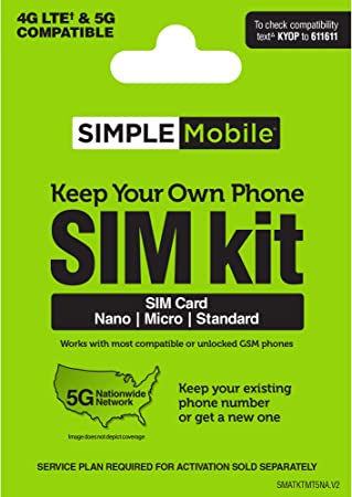 Simple Mobile Prepaid Sim Card Kit (5G Network)