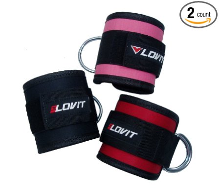Pair of Quality Ankle Straps Workout Cable Machines, Ankle Cuff, Resistance Bands, Workout Double Ring Weight Lifting Gym, for women and men– Set of 2 (Multiple Colors)